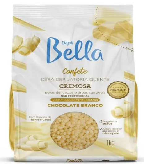 Cera Confete Chocolate Branco Depilbella 1kg