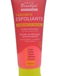 Sabonete Esfoliante Facial Morango 100 mls Face Beautiful