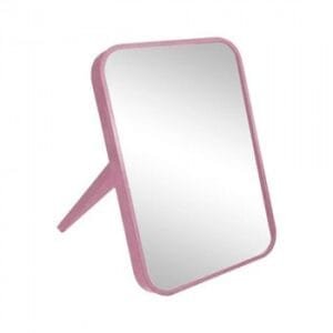 Espelho de Mesa Quadrado Rosa