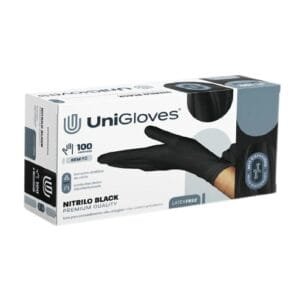 Luva UNIGLOVES Black Nitrilica S/PÓ (Tam G)