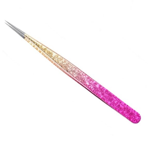 Pinça Tools reta rosa com dourado
