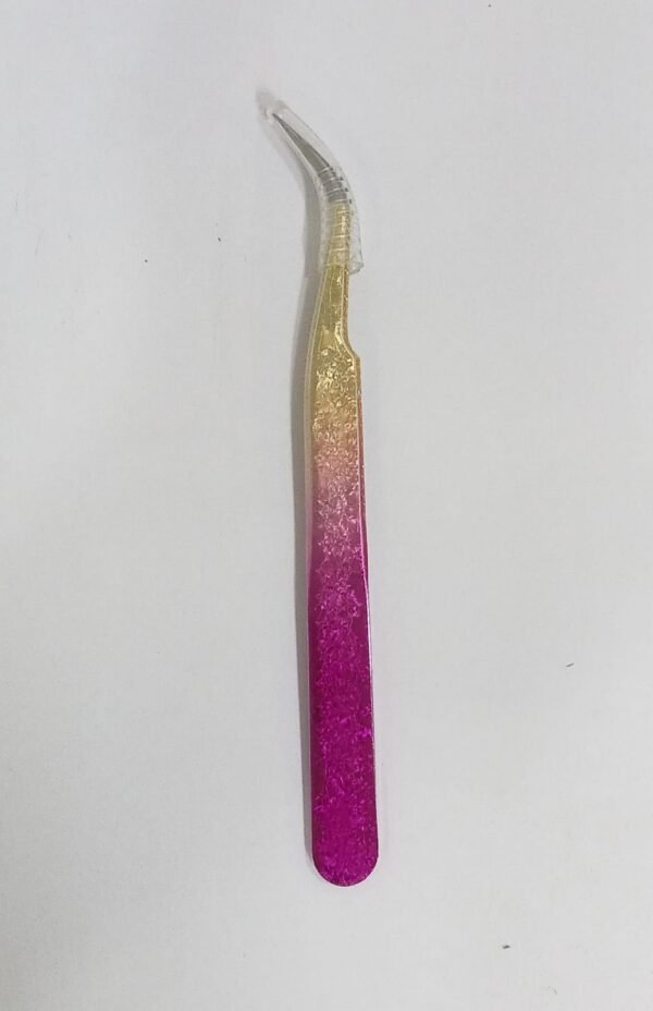 Pinça Tools curva rosa com dourado