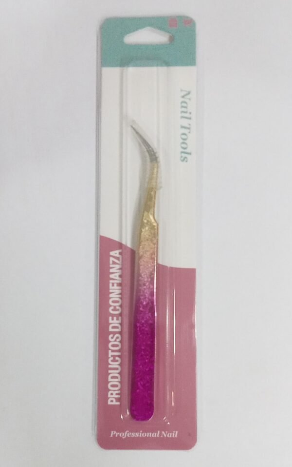 Pinça Tools curva rosa com dourado - Imagem 2