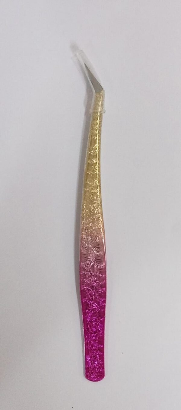 Pinça Tools semi reta rosa com dourado