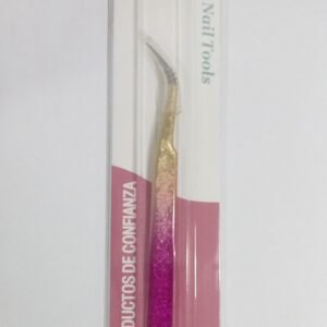 Pinça Tools curva rosa com dourado