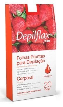 Folhas Prontas Depilação Corpo DEPILFLAX morango(20 folhas)