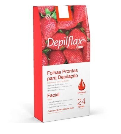 Folhas Prontas Depilação Facial DEPILFLAX morango(24 folhas)