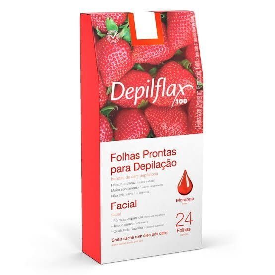 Folhas Prontas Depilação Facial DEPILFLAX morango(24 folhas) - Imagem 2